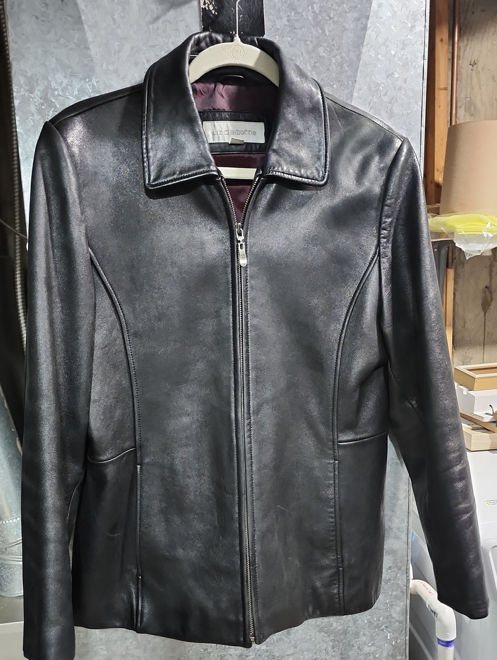 Liz Claiborne Black Leather Zip Jacket